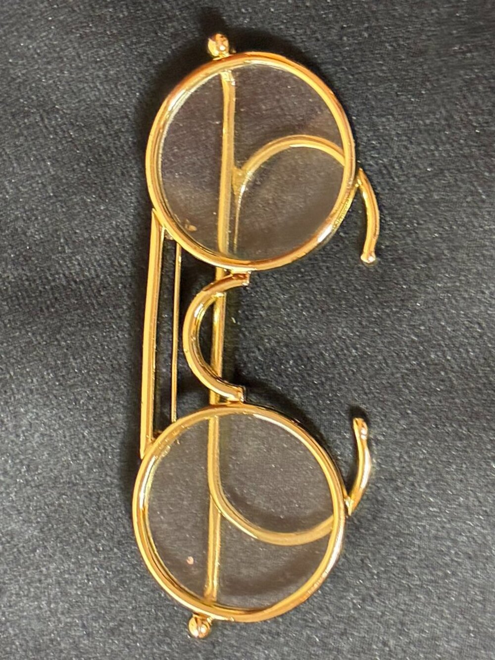 Vintage Gold Wire Rim Glasses Brooch Pin Steampunk Spectacles Dark Academia